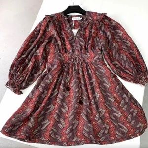 NWT ZIMMERMANN LINEN Paisley Pattern mini dress